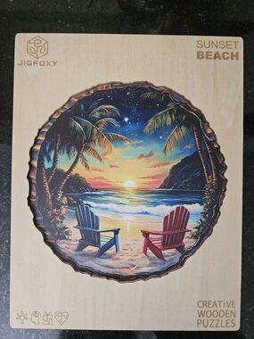 Sunset Beach Wooden Wall Art - Blue & Pink